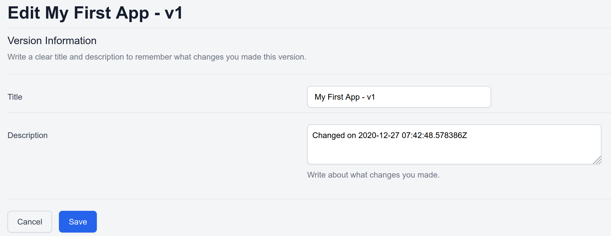 Create version